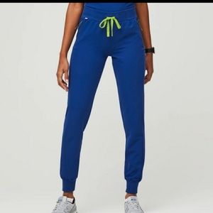 Figs Blue Joggers with Green Drawstring